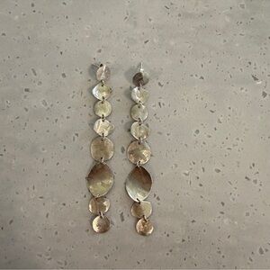 Chan Luu Silver Dangle Earrings 4” hammered Lightweight handmade boho